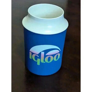 Vintage 80's Blue IGLOO Commuter Cup and Can Bottle Koozie Retro
